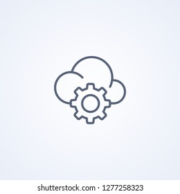 Cloud storage settings, web hosting preferences, cloud computing, vector best gray line icon on white background, EPS 10