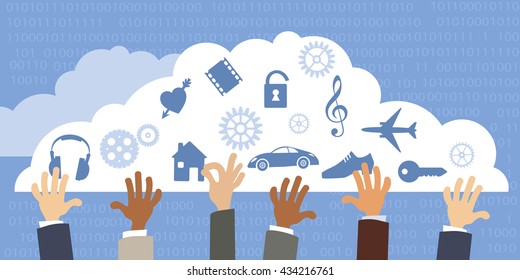Cloud storage and sharing, EPS 8 vector illustration, no transparencies