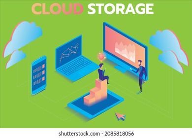 Cloud storage, simple and efficient data management, vector illustration