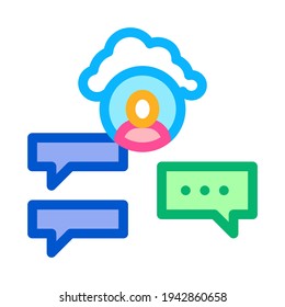 almacenamiento en la nube y vector de icono de color de identidad sms. almacenamiento en la nube y signo de identidad sms. ilustración de símbolo aislado