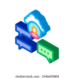 almacenamiento en la nube y vector de icono de color de identidad sms. almacenamiento isométrico en la nube y signo de identidad sms. ilustración de símbolo aislado de color