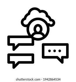 cloud storage and sms identity line icon vector. cloud storage and sms identity sign. isolated contour symbol black illustration