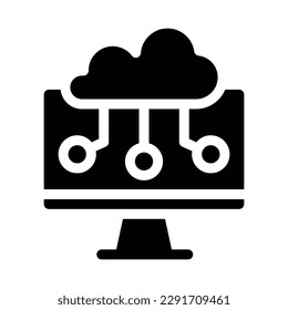 cloud storage solid icon illustration vector graphic