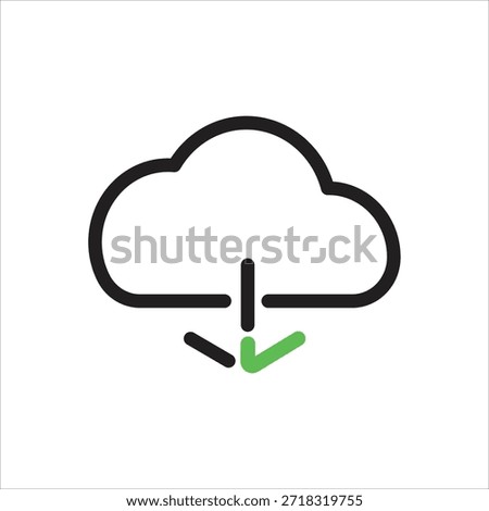 Cloud Storage Success Icon. Cloud with Check Mark. Data Backup and Saved Linear