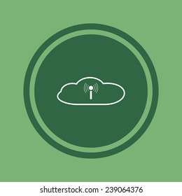 Cloud storage surrounded wi-fi network on green background, vector, 10 EPS