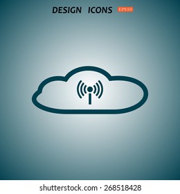 Cloud storage surrounded wi-fi network . icon. vector design