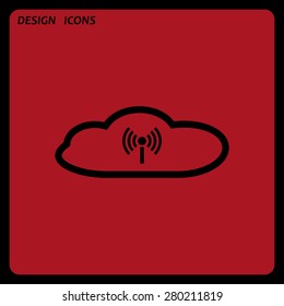 Cloud storage surrounded wi-fi network . icon. vector design. Flat design style 