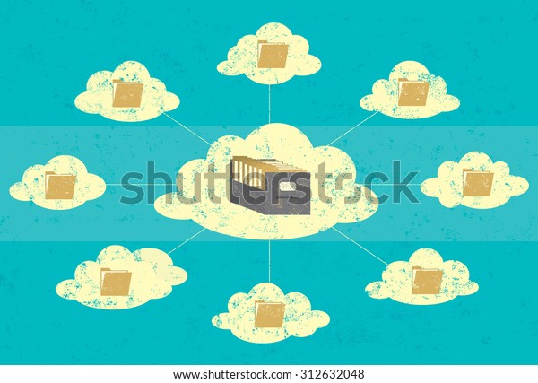 Cloud Storage Symbolic Filing Cabinet File Stock Vector Royalty