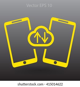 cloud storage, synchronization devices vector