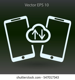 cloud storage, synchronization devices vector