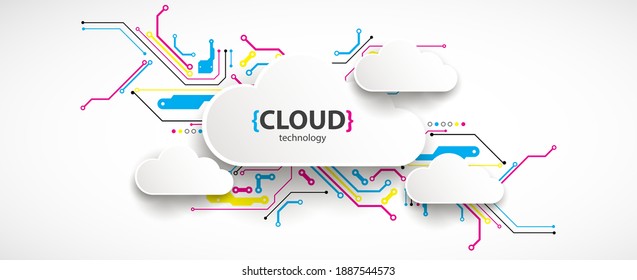 Cloud storage technology. Integrated digital web concept background.