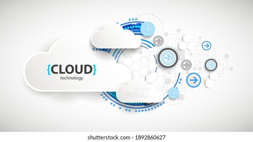 Cloud storage technology. Integrated digital web concept background.