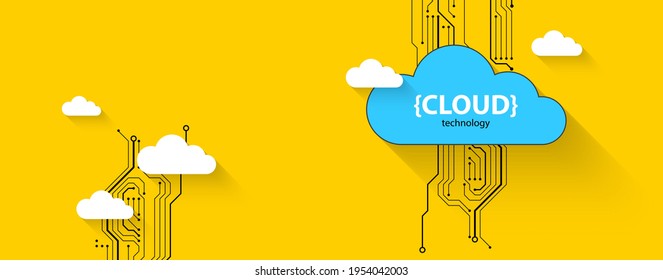Cloud storage technology. Integrated digital web concept background.