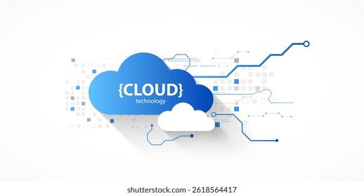 Cloud storage technology. Integrated digital web concept background.