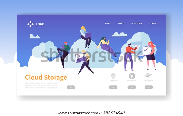 Cloud Storage Technology Landing Page Template Stock Vector Royalty Free