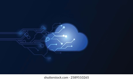 Cloud storage technology on circuit board futuristic, server room and equipment for internet networks, Vector and Illustration