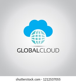 Cloud storage technology world logo