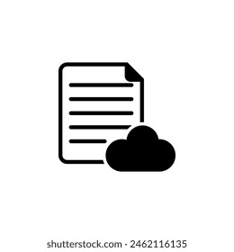 Cloud Storage Text Document flat vector icon. Simple solid symbol isolated on white background. Cloud Storage Text Document sign design template for web and mobile UI element