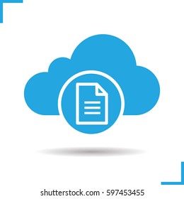 Cloud Storage Text Document Icon. Drop Shadow Silhouette Symbol. 