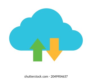 cloud storage with upload and download arrows