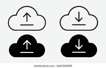 Cargar de almacenamiento en la nube e iconos de Descarga