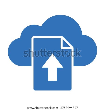 Cloud storage upload icon with blue cloud and white document symbol