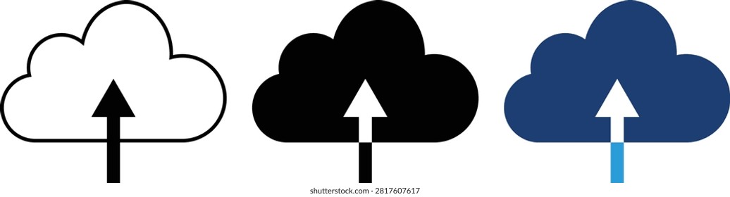 Cloud Storage Upload Icon for File Transfer, Online Backup, Server Hosting, Data Synchronization, Cloud Computing and Digital Storage Duotone Vector