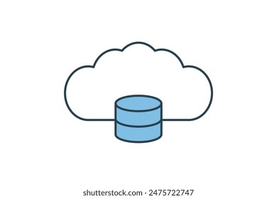 Cloud storage upload icon. icon related to cloud computing. suitable for web site, app, user interfaces, printable etc. flat line icon style. simple vector design editable
