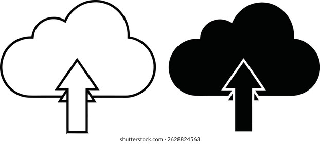 Cloud storage upload icon representing data transfer and online information synchronization