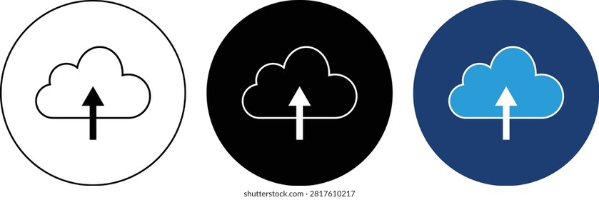 Cloud Storage Upload Symbol for Secure File Transfer, Online Backup, Data Hosting, Server Synchronization and Editable Duotone Vector Icon