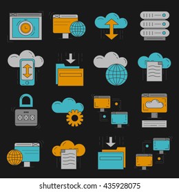 Cloud storage Vector icons set