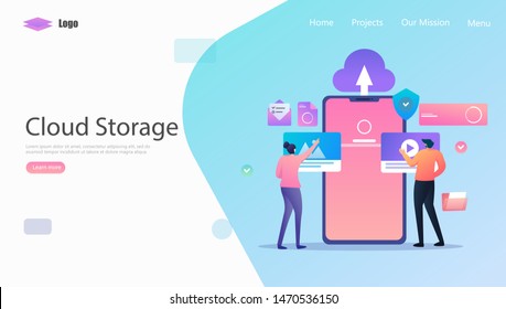 Cloud Storage Vector Illustration Concept, Suitable for web landing page, ui, mobile app, editorial design, flyer, banner, and other related occasion