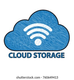 Cloud storage and wifi symbol