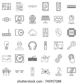 Cloud store icons set. Outline style of 36 cloud store vector icons for web isolated on white background