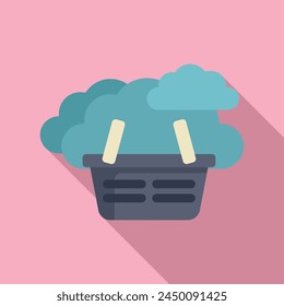 Cloud store market icon flat vector. Online sales. Market ecommerce finance