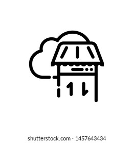 Cloud with store on cellphone isolated on white background ,Thin line icon ,Vector Illustration for symbol web stock