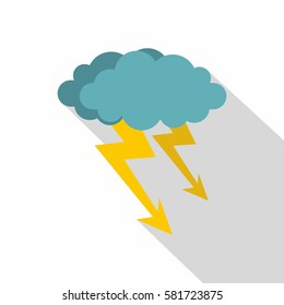 Cloud storm icon. Flat illustration of cloud storm vector icon for web isolated on white background