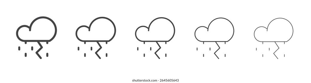 Símbolo de Vector de ilustración de contorno de icono de tormenta de nube