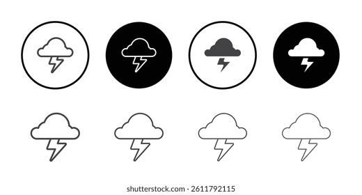 Cloud storm icon Symbol line set