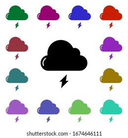 Nube, tormenta, icono de varios colores. Glifo simple, vector plano de iconos ecológicos para ui y ux, sitio web o aplicación móvil