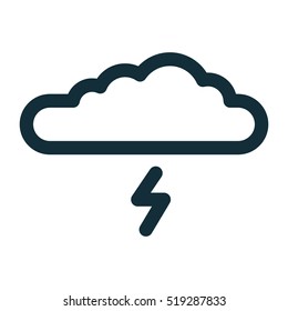 Cloud Storm Lightning Weather Minimalistic Flat Line Outline Stroke Icon Pictogram Symbol