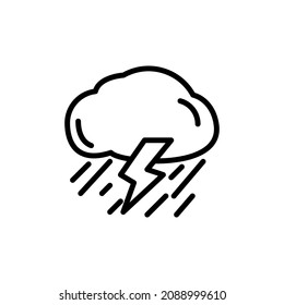 elemento de diseño vectorial de línea de icono de lluvia de tormenta en nube