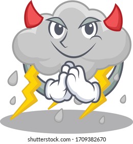 Cloud stormy dressed as devil cartoon character design style