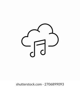 Vector de signo de ícono de música en streaming en la nube
