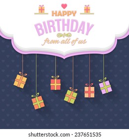Cloud Style Happy Birthday Vector Design. Announcement and Celebration Message Poster, Flyer