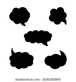 Cloud Style Speech Bubble Silhouettes, Hand-Drawn Comic Thought Balloon Vector Set.