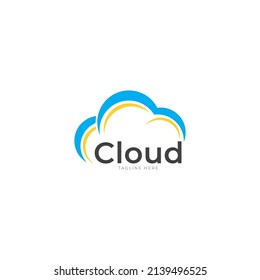 Cloud-stylisches Logo-Symbol und Button-Concept-Set