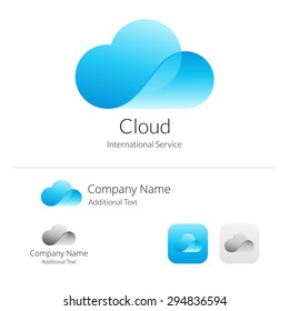 Cloud Stylish Logo Icon and Button Concept Set