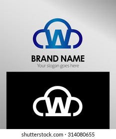 Cloud stylish logo and W icons 