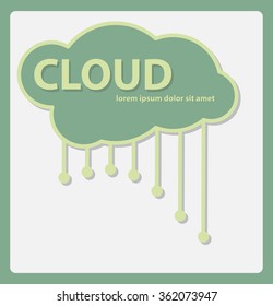 Cloud with stylized rain Vector Logo for networ and computing